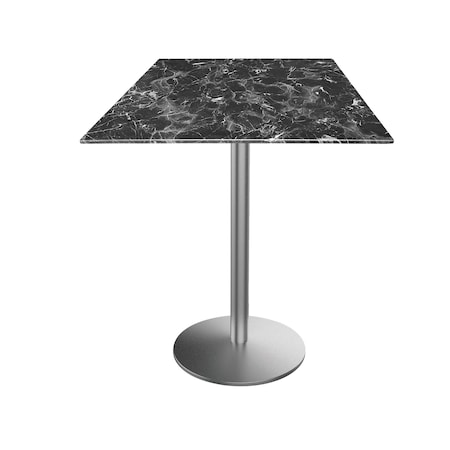 42 Tall OD214 St Steel Table Base W22 Dia Foot,32x32 Square Black Marble Top,IndoorOutdoor